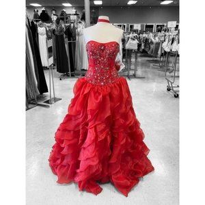 Mary's Princess Red Ruffle Gown Size 10
